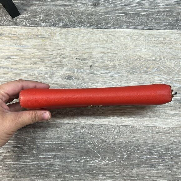 Michael Kors redish orange full zip wallet - Picture 3 of 10